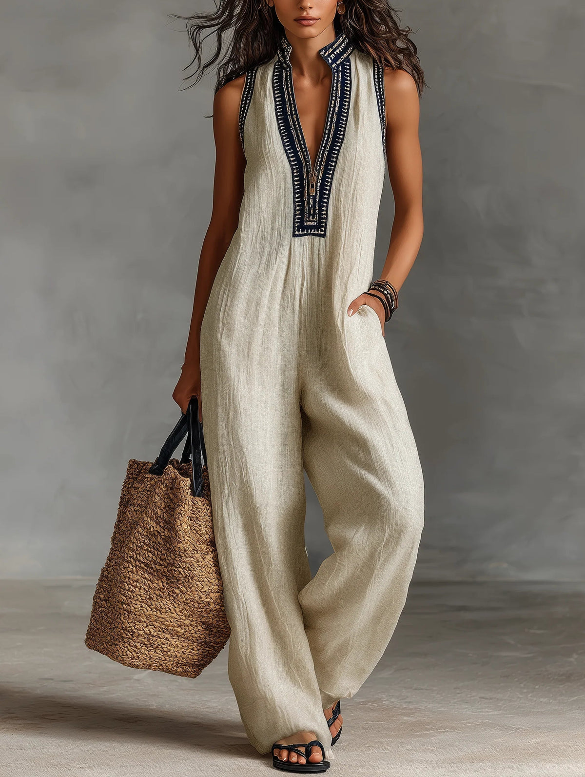 Roxane | Minimalist High-Neck Sleeveless Jumpsuit