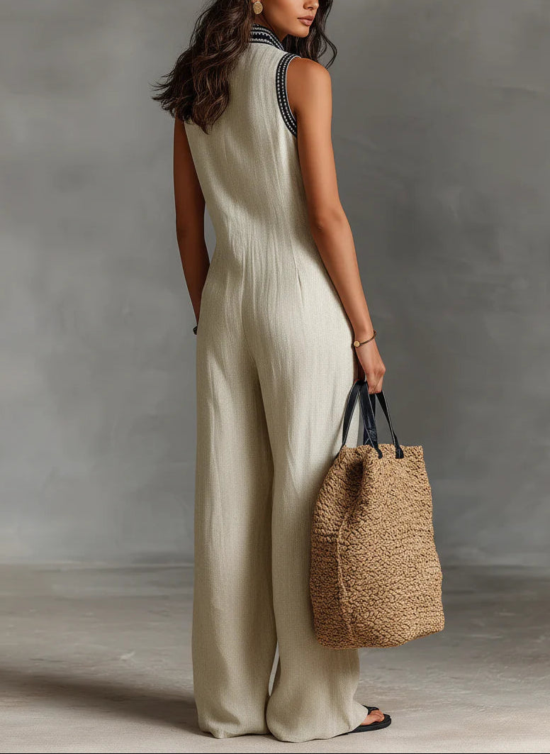 Roxane | Minimalist High-Neck Sleeveless Jumpsuit