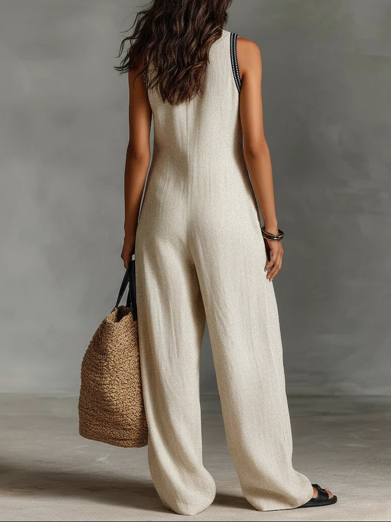 Roxane | Minimalist High-Neck Sleeveless Jumpsuit