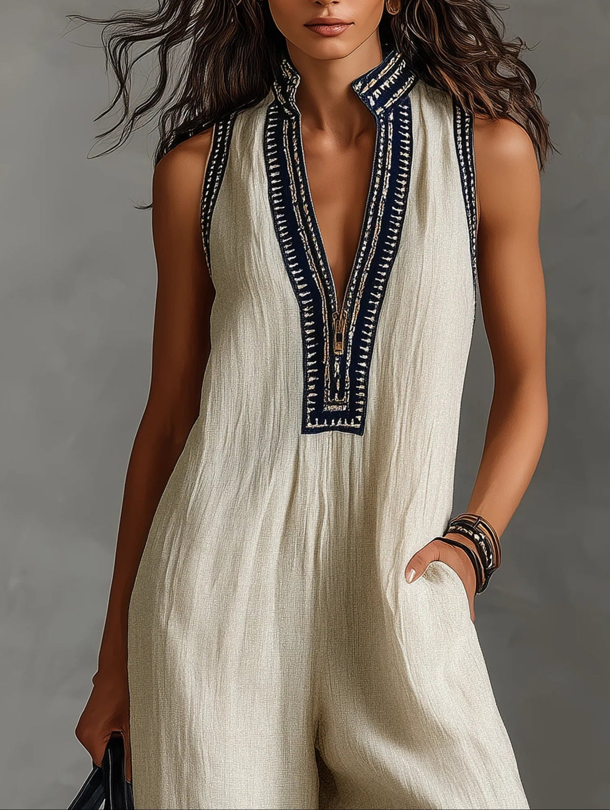 Roxane | Minimalist High-Neck Sleeveless Jumpsuit