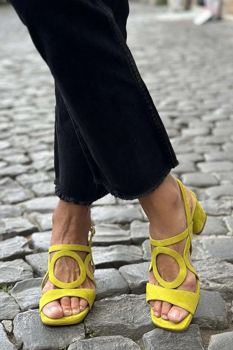 Ursula | Circle Strap Block Heel Sandals