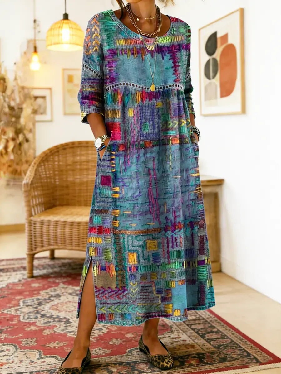 Esmeralda | Patchwork Print Long Dress