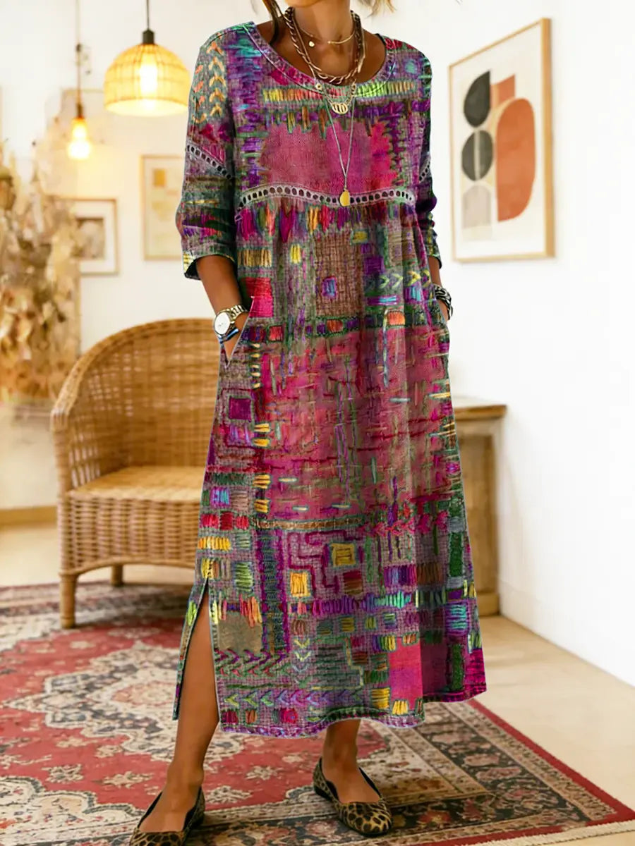 Esmeralda | Patchwork Print Long Dress