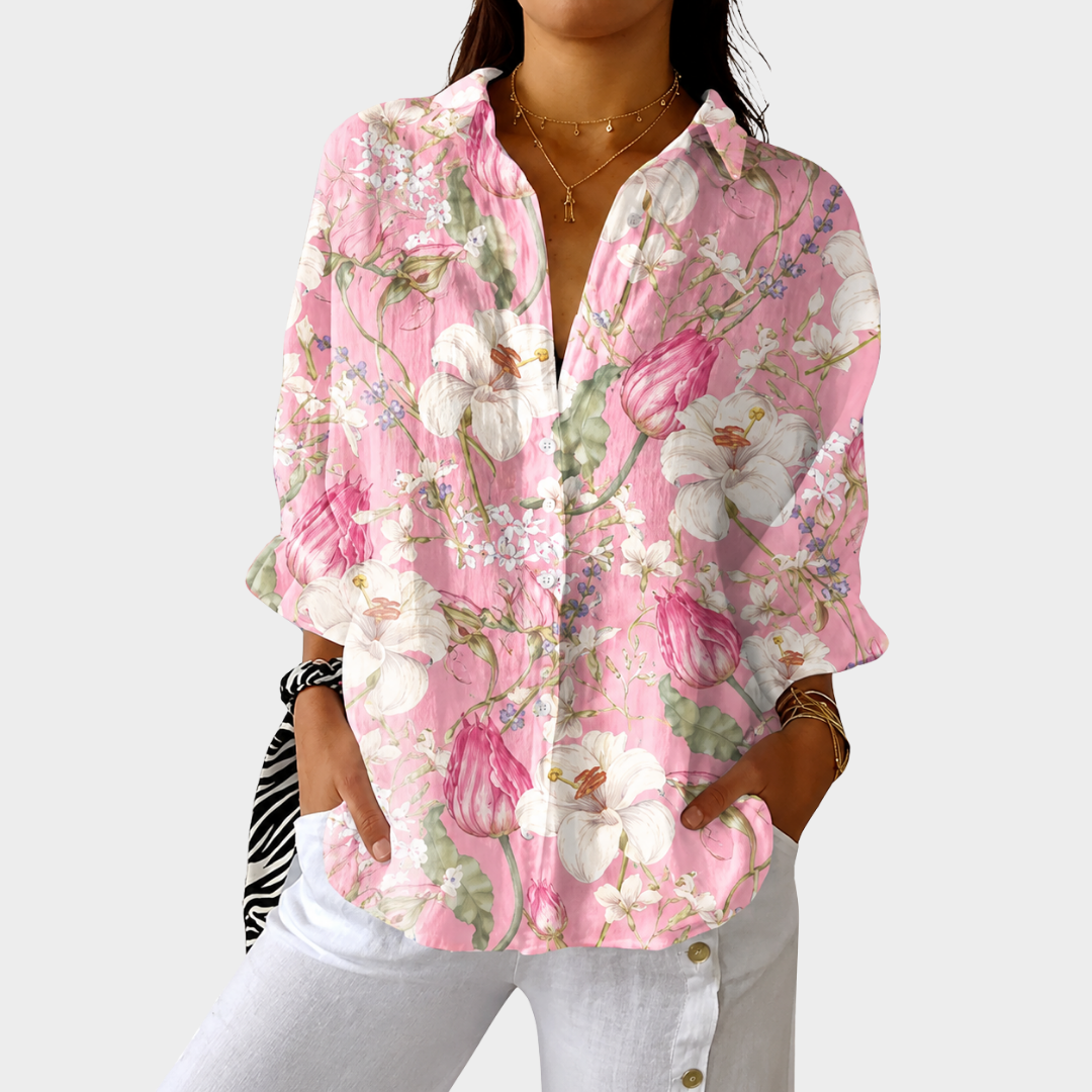 Thalia | Pink Little Flowers Blouse