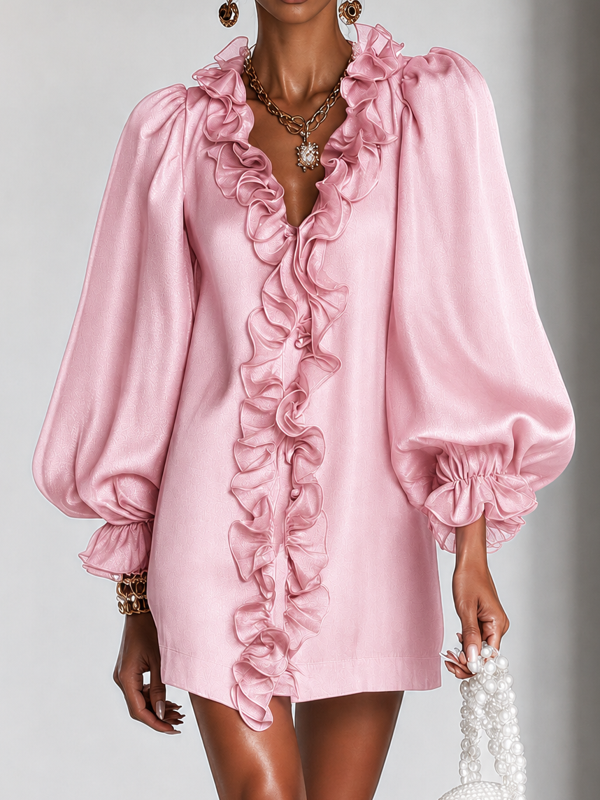 Florence | Ruffled Puff-Sleeve Mini Dress