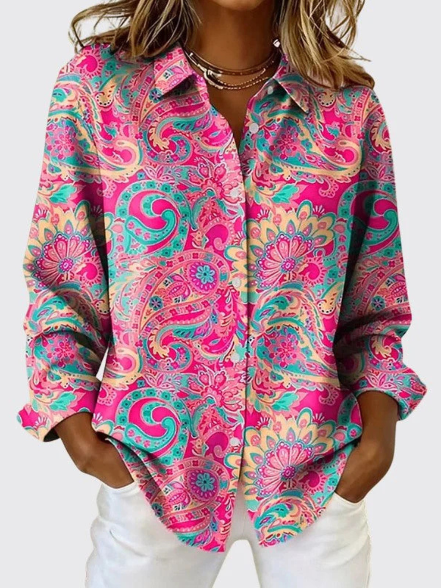Cecily | Paisley Print Button-Up Blouse