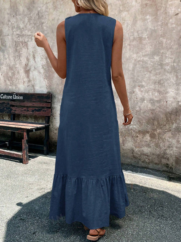 Rosalie | Ruffle V-Neck Maxi Dress