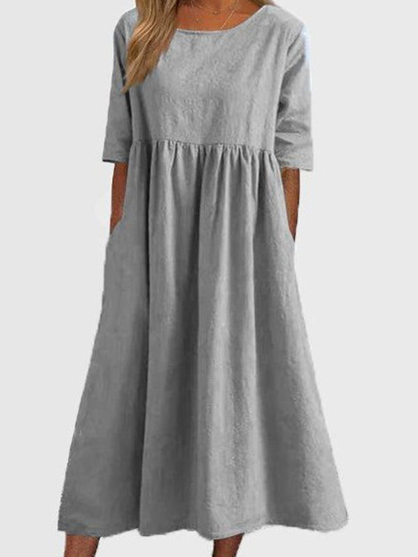 Ivy | Half-Sleeve Pocket Midi Dress