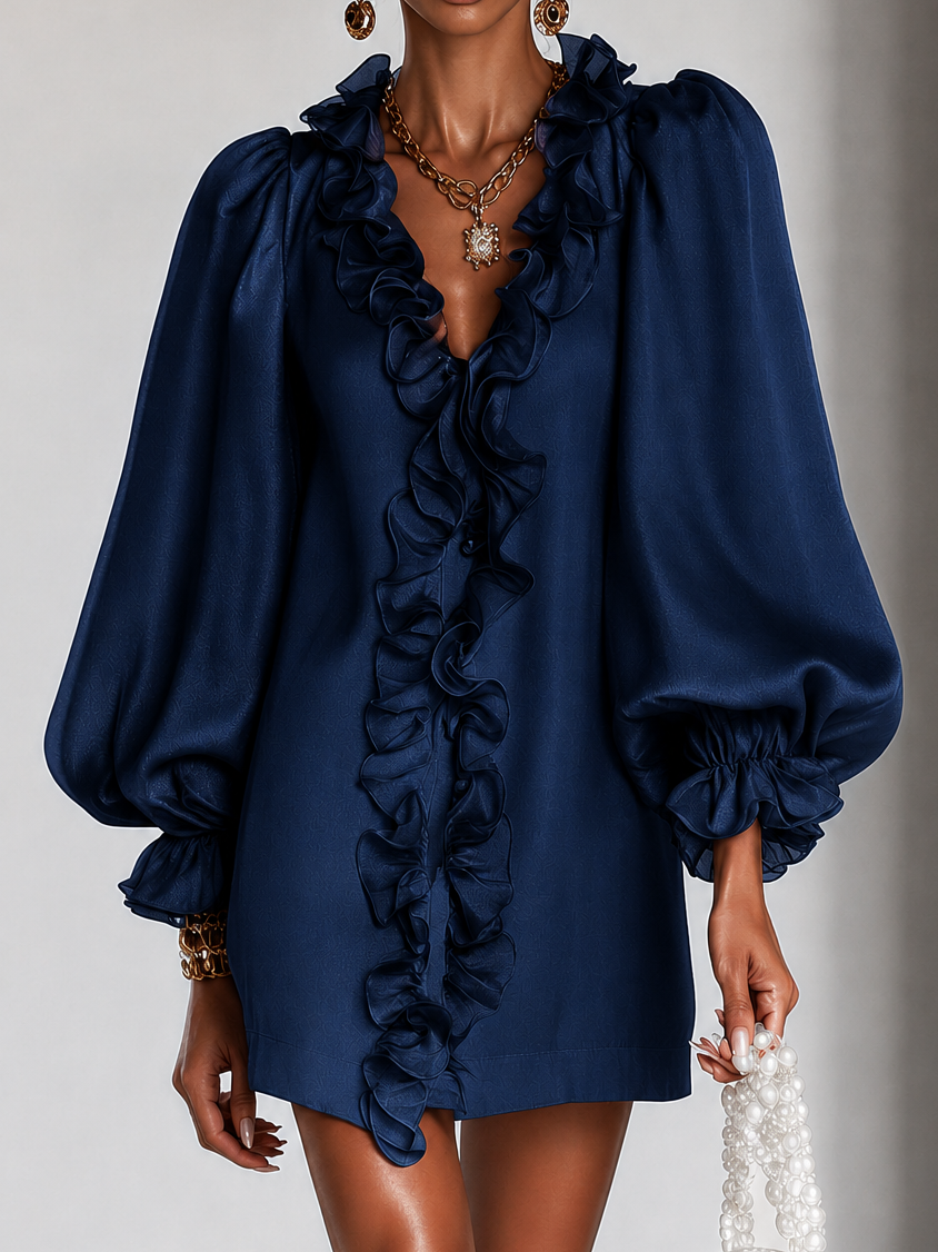 Florence | Ruffled Puff-Sleeve Mini Dress