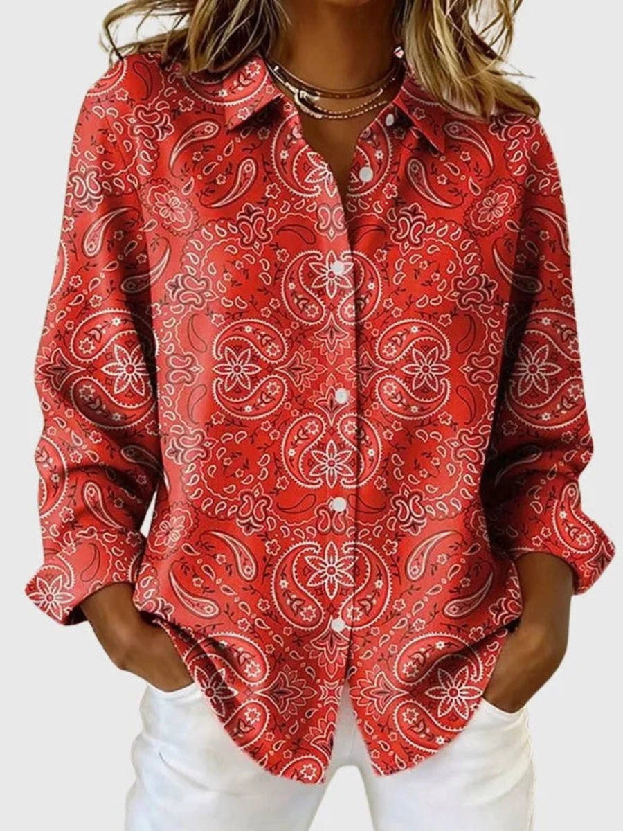 Cecily | Paisley Print Button-Up Blouse