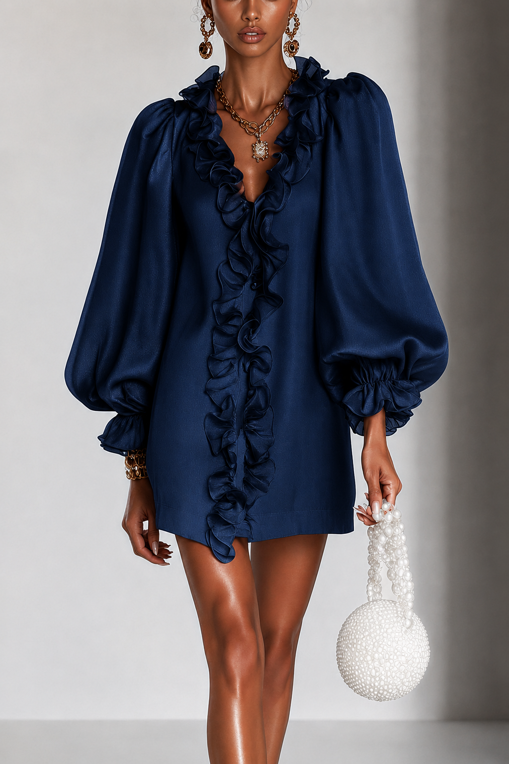 Florence | Ruffled Puff-Sleeve Mini Dress