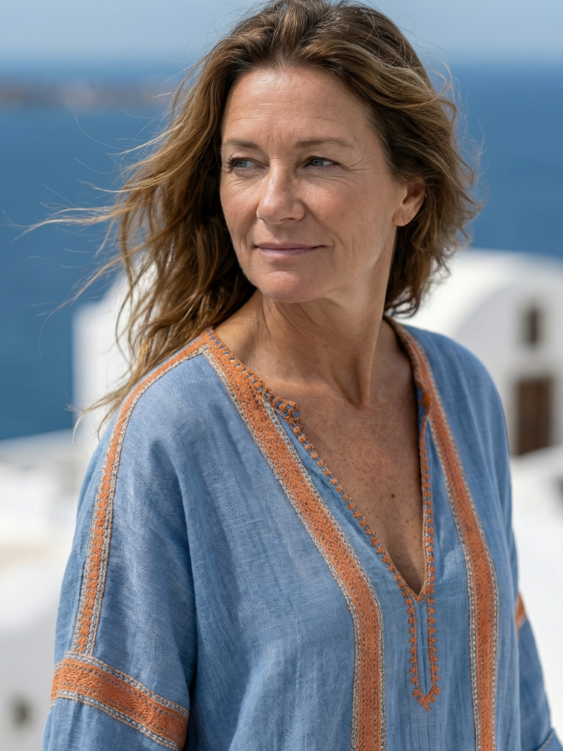 Thea | Blue Kaftan Midi Dress