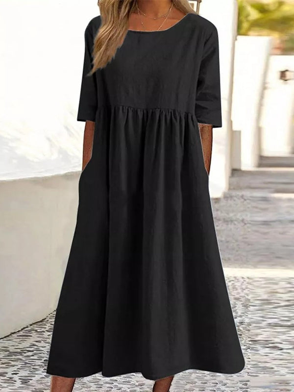 Ivy | Half-Sleeve Pocket Midi Dress