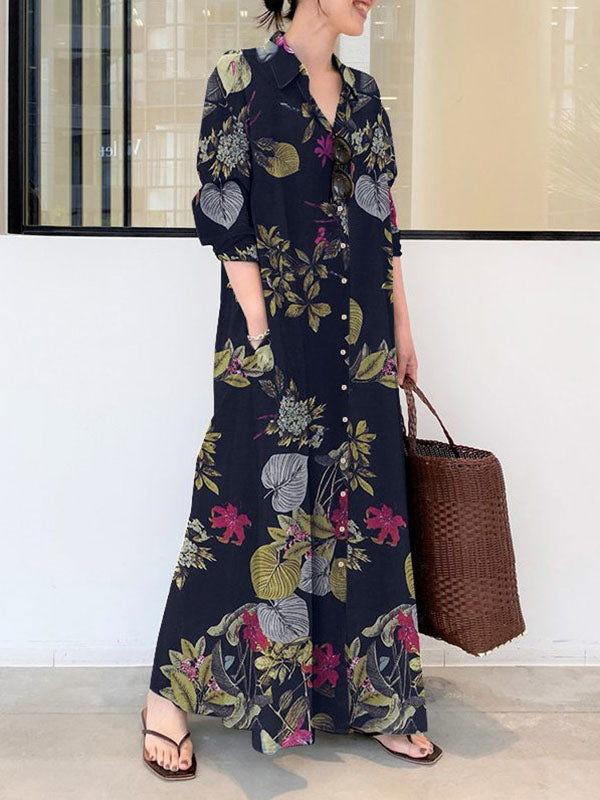 Margaret | Printed Shirt Maxi Dress