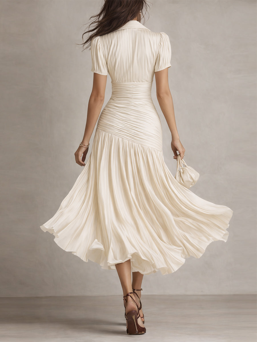 Adriana | Satin Retro Stripe Midi Dress
