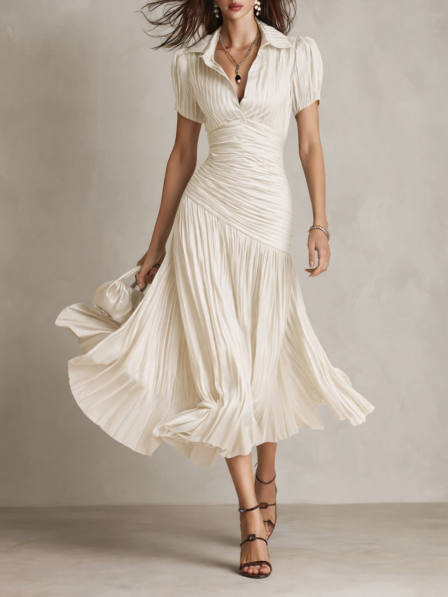 Adriana | Satin Retro Stripe Midi Dress