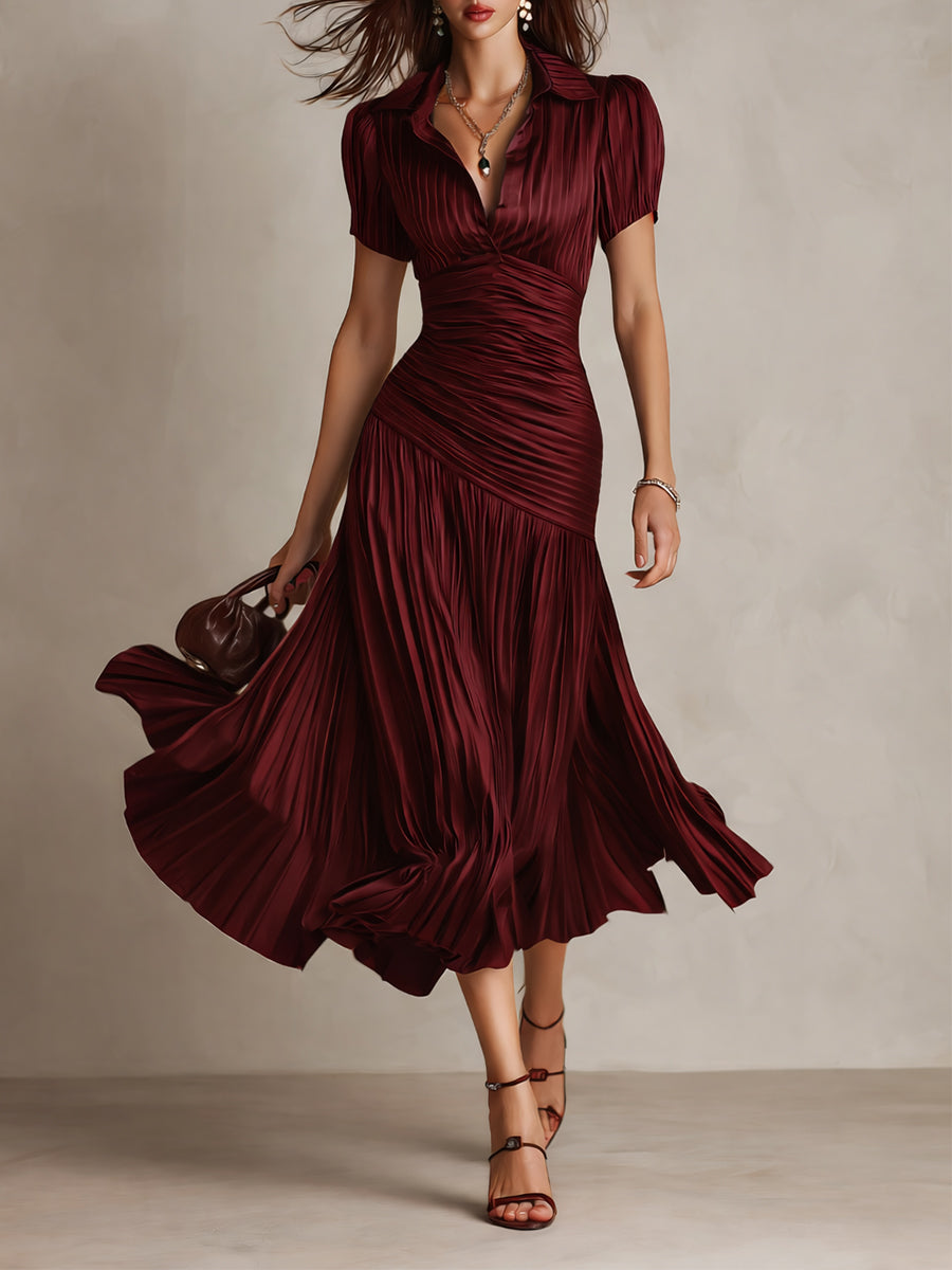 Adriana | Satin Retro Stripe Midi Dress