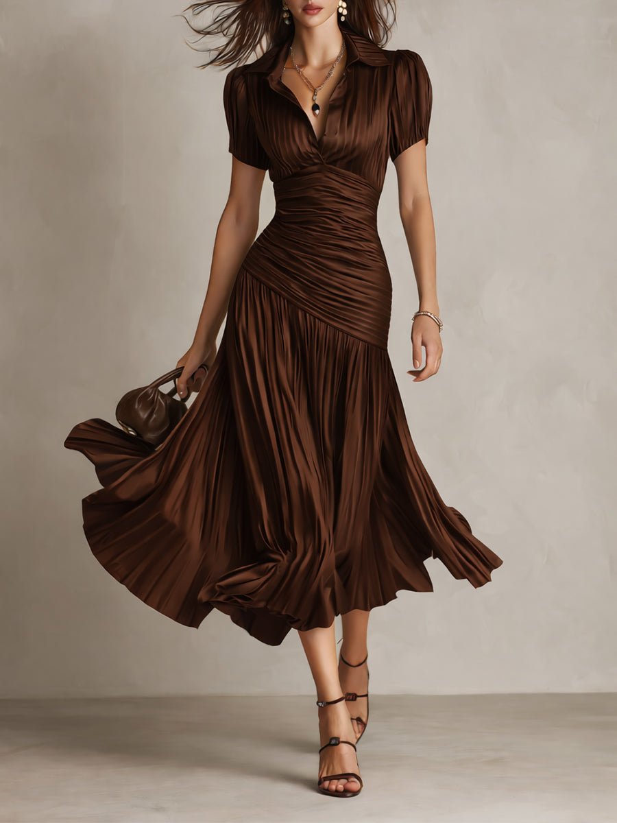 Adriana | Satin Retro Stripe Midi Dress