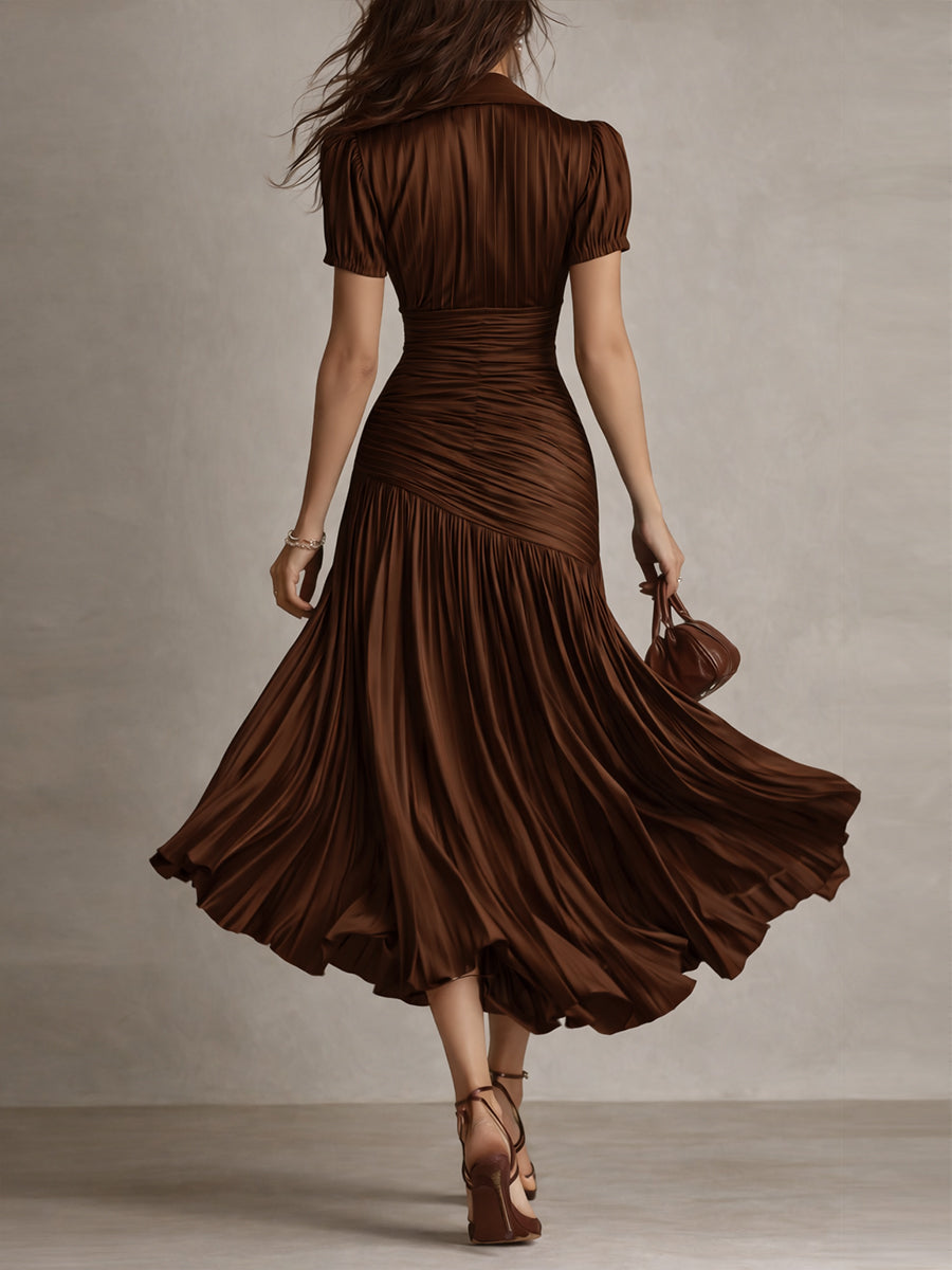 Adriana | Satin Retro Stripe Midi Dress