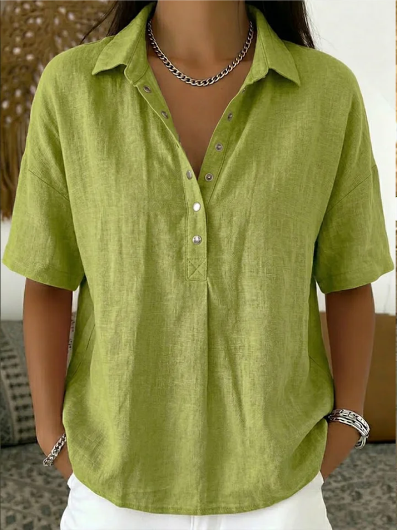 Charlotte | Short-Sleeve Henley Blouse
