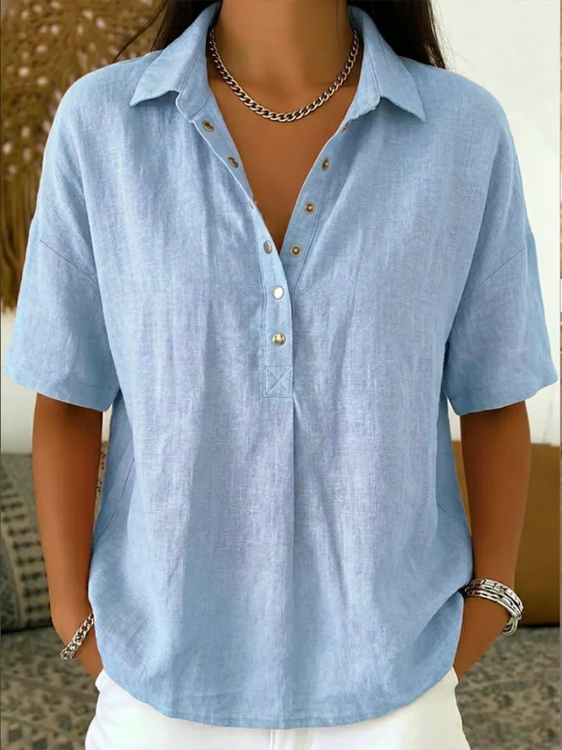 Charlotte | Short-Sleeve Henley Blouse