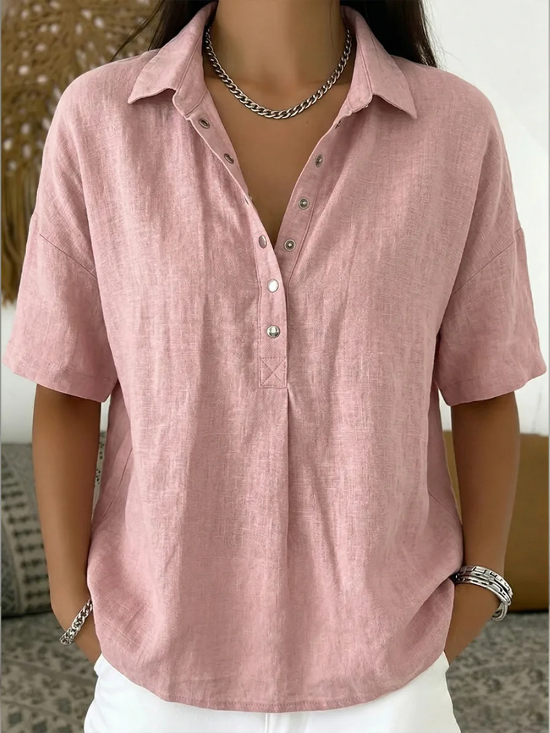 Charlotte | Short-Sleeve Henley Blouse