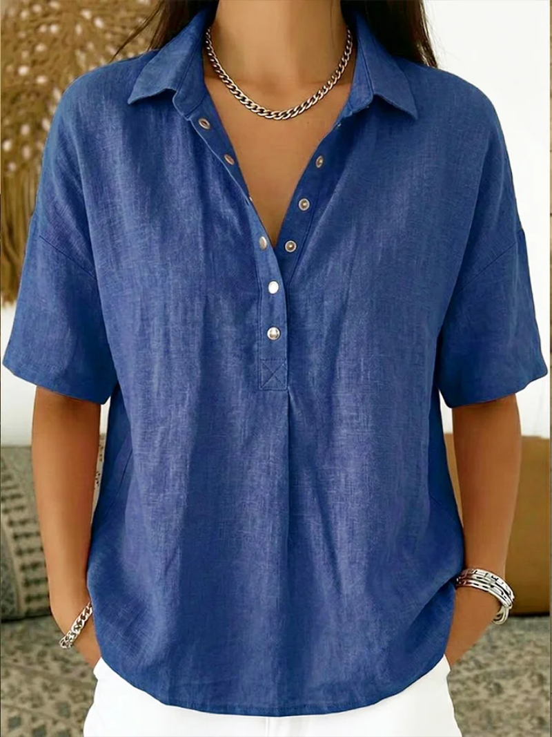 Charlotte | Short-Sleeve Henley Blouse