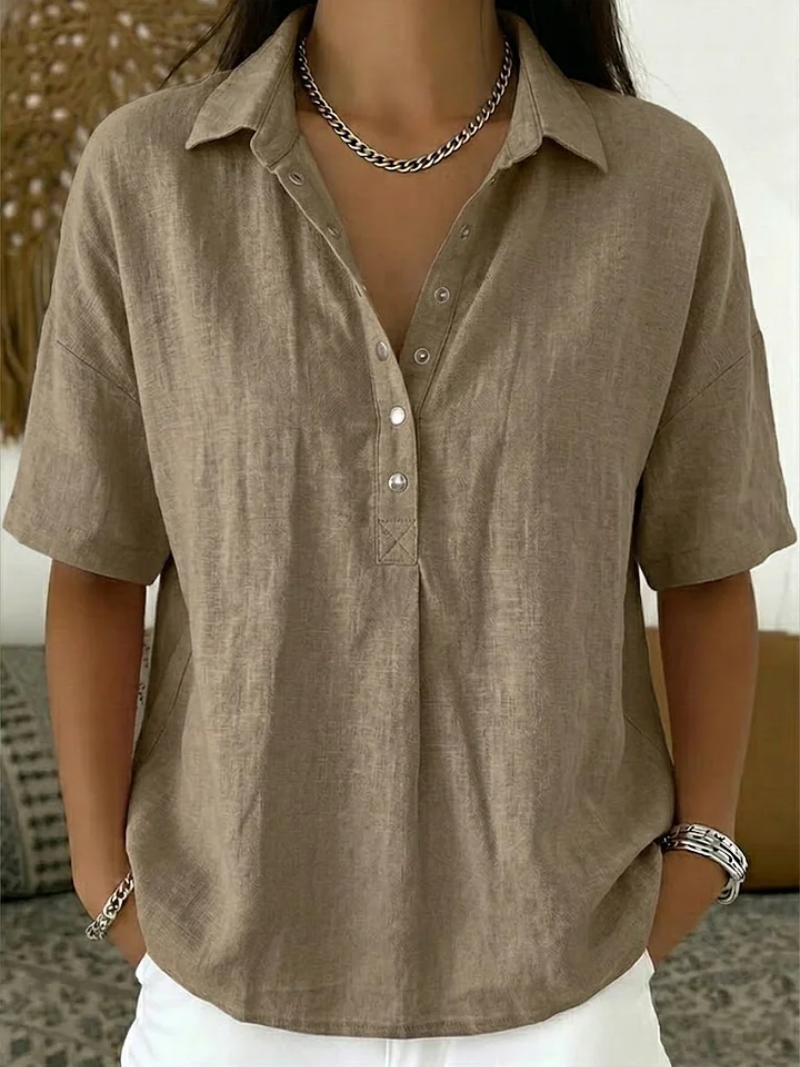 Charlotte | Short-Sleeve Henley Blouse