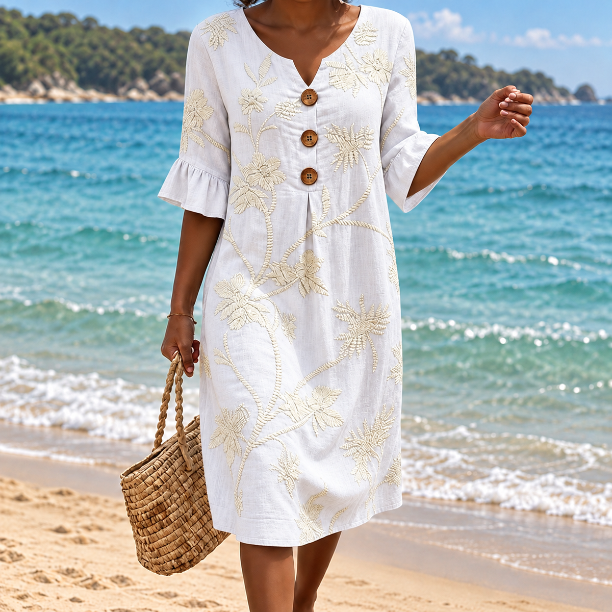 Bettina | Floral Vine Button Dress