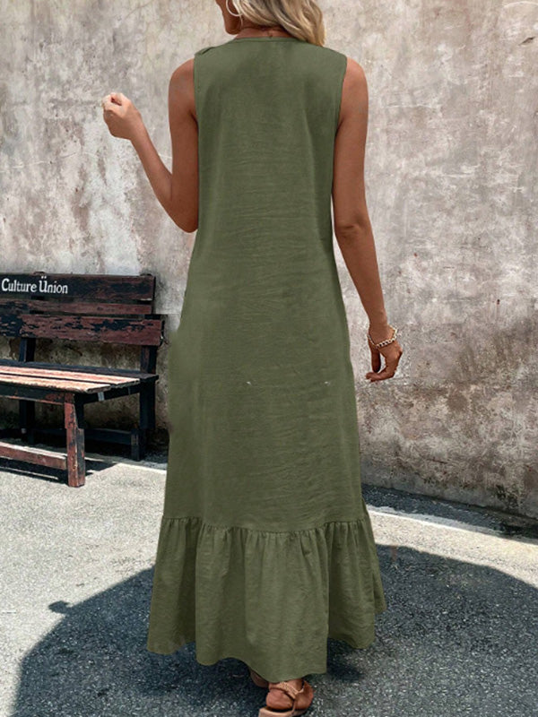 Rosalie | Ruffle V-Neck Maxi Dress