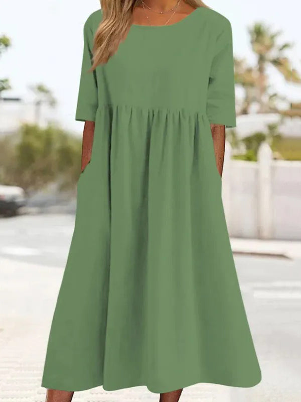 Ivy | Half-Sleeve Pocket Midi Dress