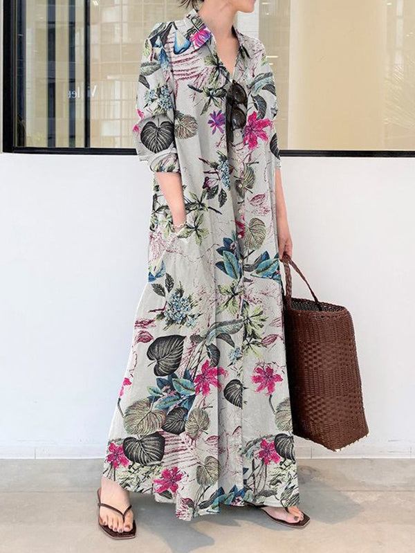 Margaret | Printed Shirt Maxi Dress