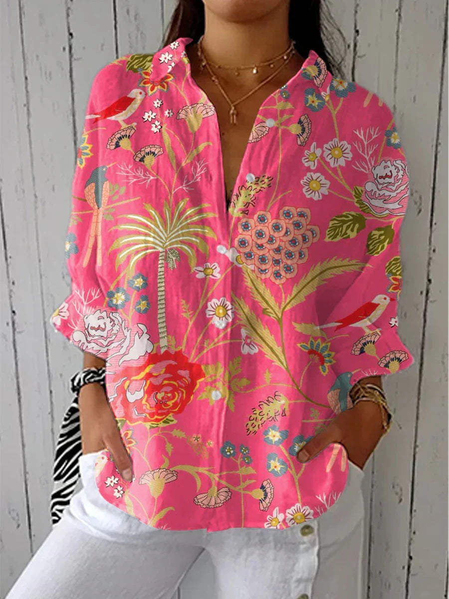 Philomena | Garden Print Button-Up Blouse