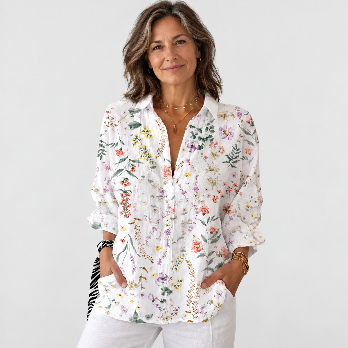 Maribel | Colourful Print Button-Down Blouse