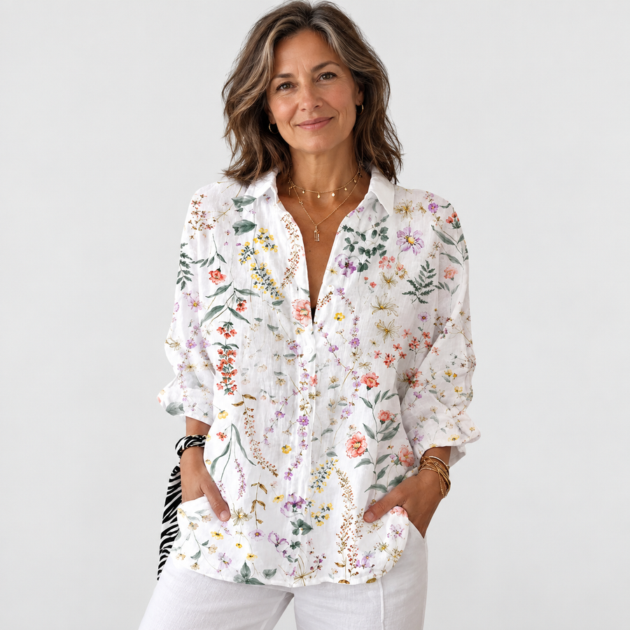 Maribel | Colourful Print Button-Down Blouse
