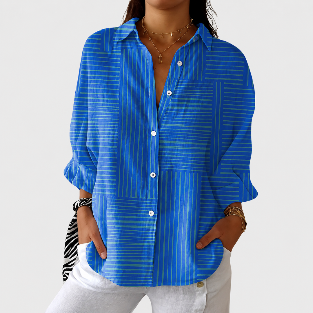 Xanthe | Cobalt Stripe Blouse