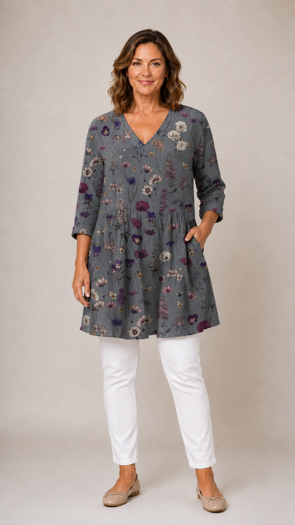 Addison | Long Blouse with V-Neck