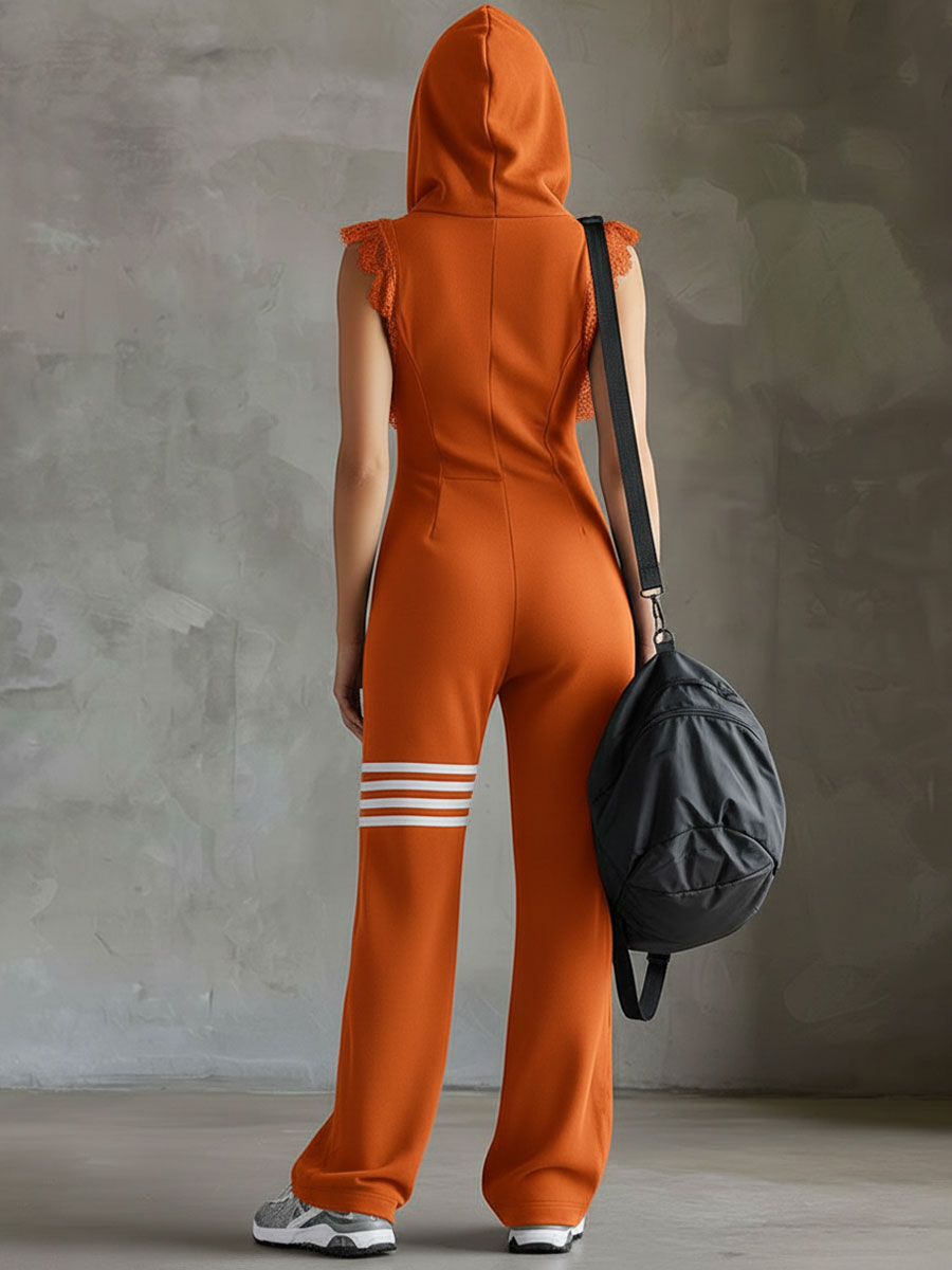 Jada | Sleeveless Hooded Jumpsuit with Side Stripes