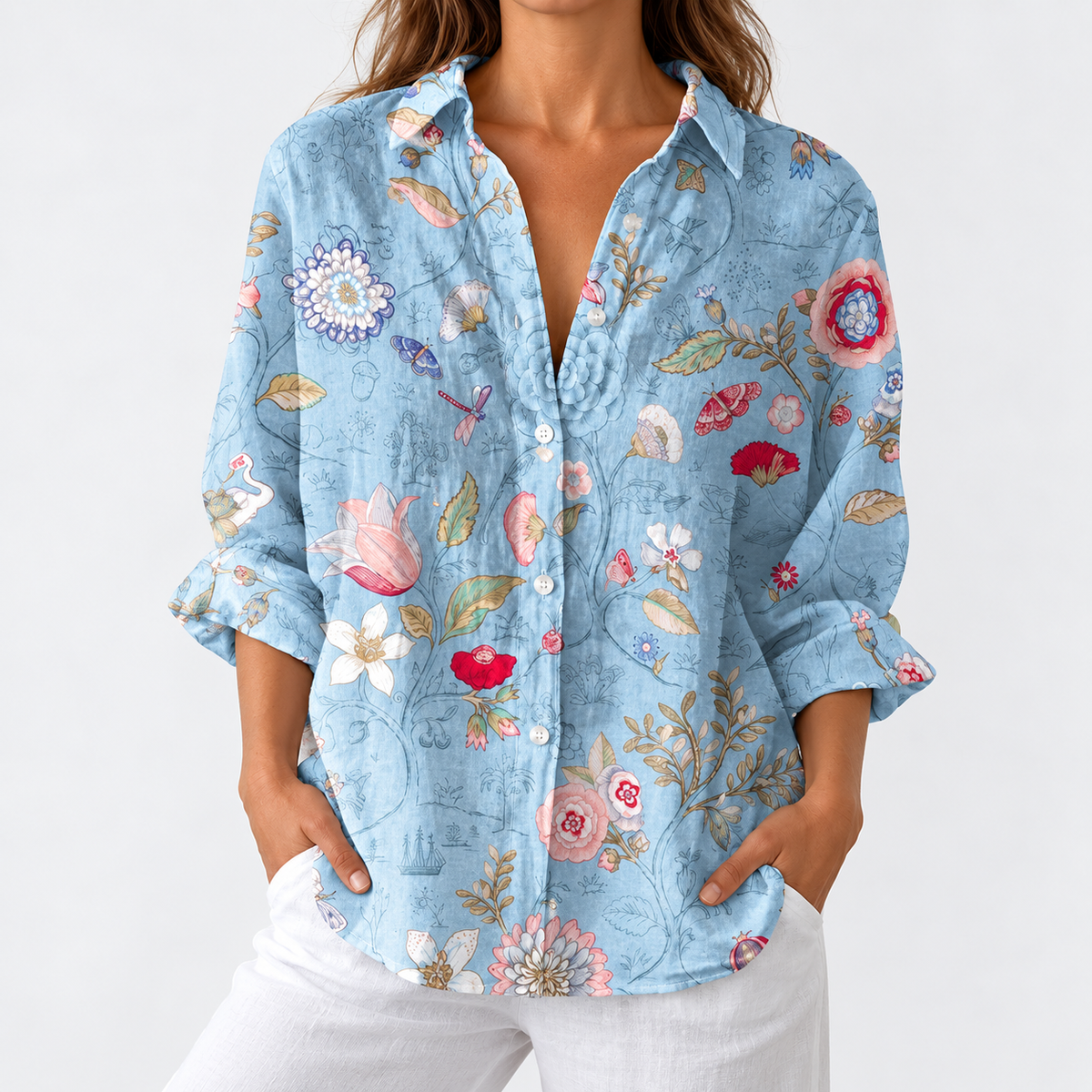 Bluebell | Sky Blue Botanical Blouse