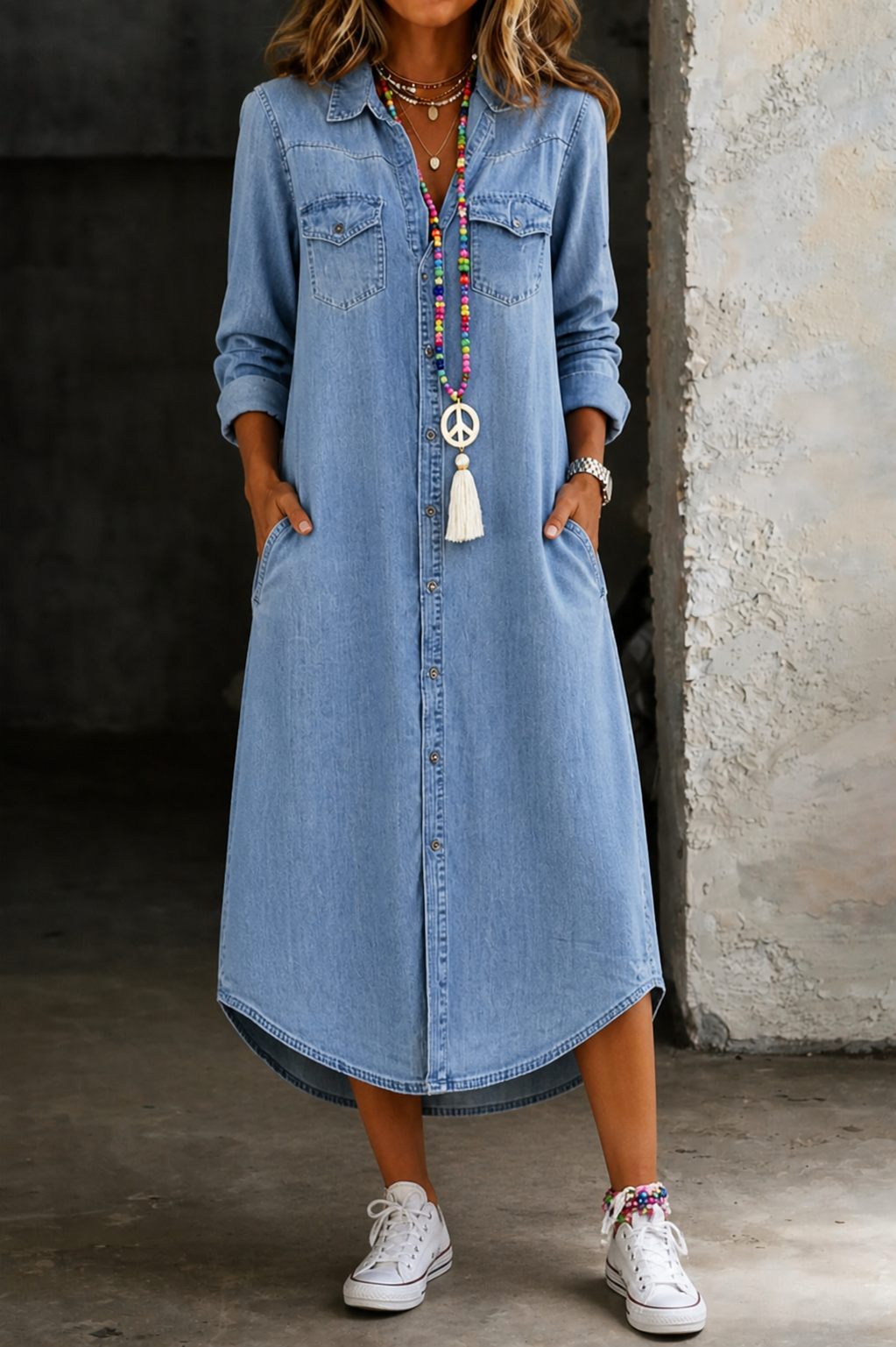 Nerys | Long Denim Shirt Dress