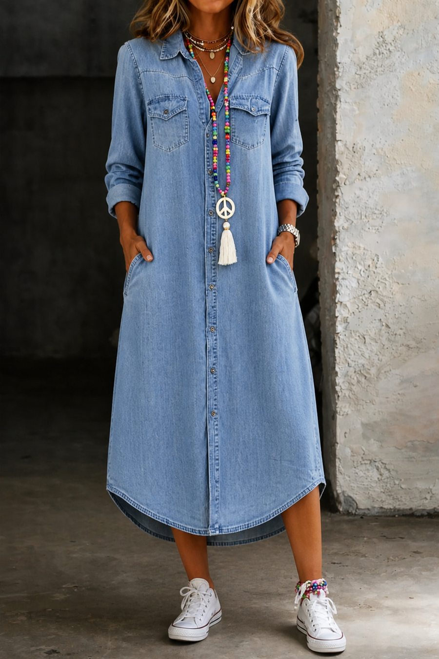 Nerys | Long Denim Shirt Dress