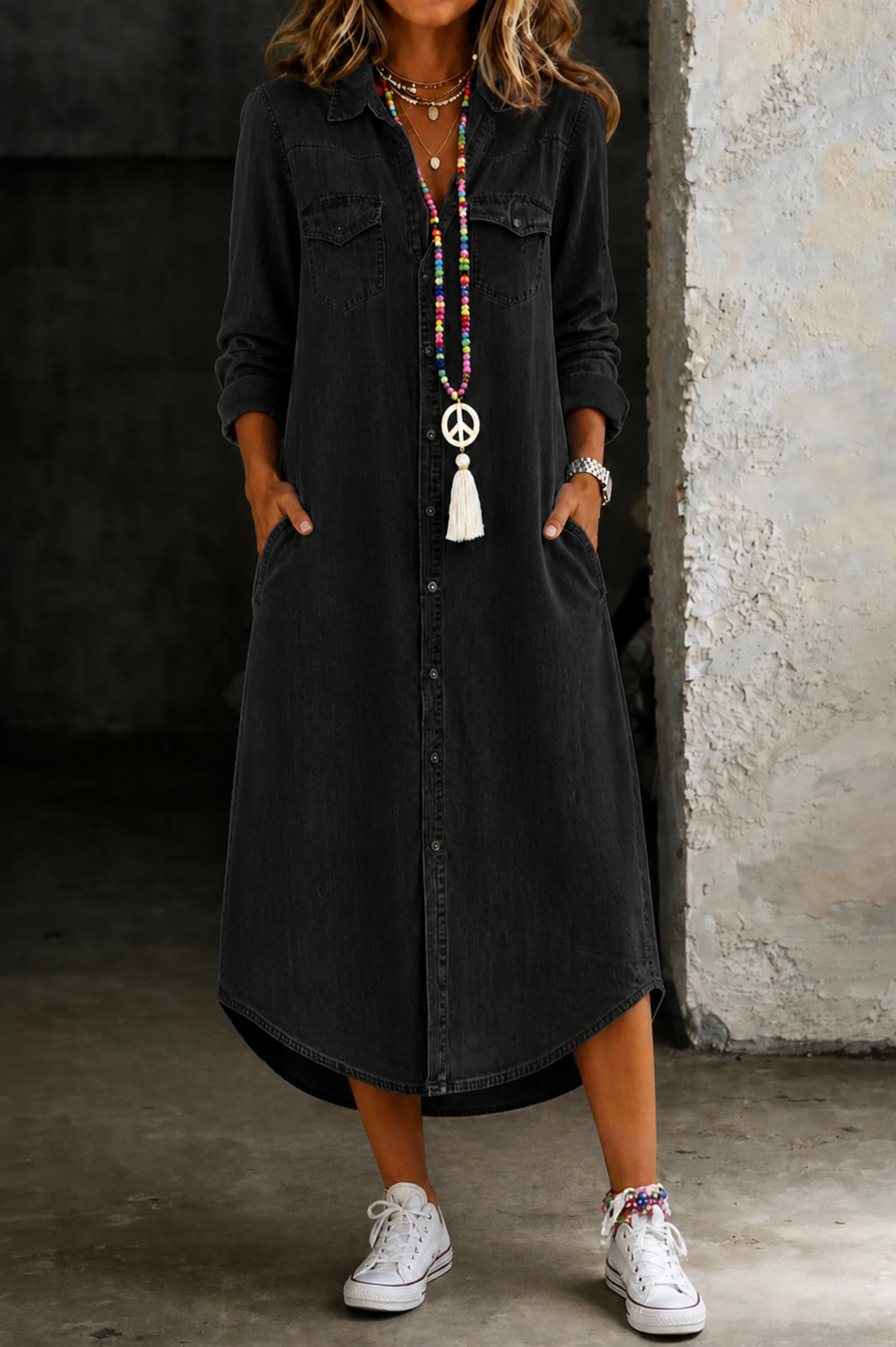 Nerys | Long Denim Shirt Dress