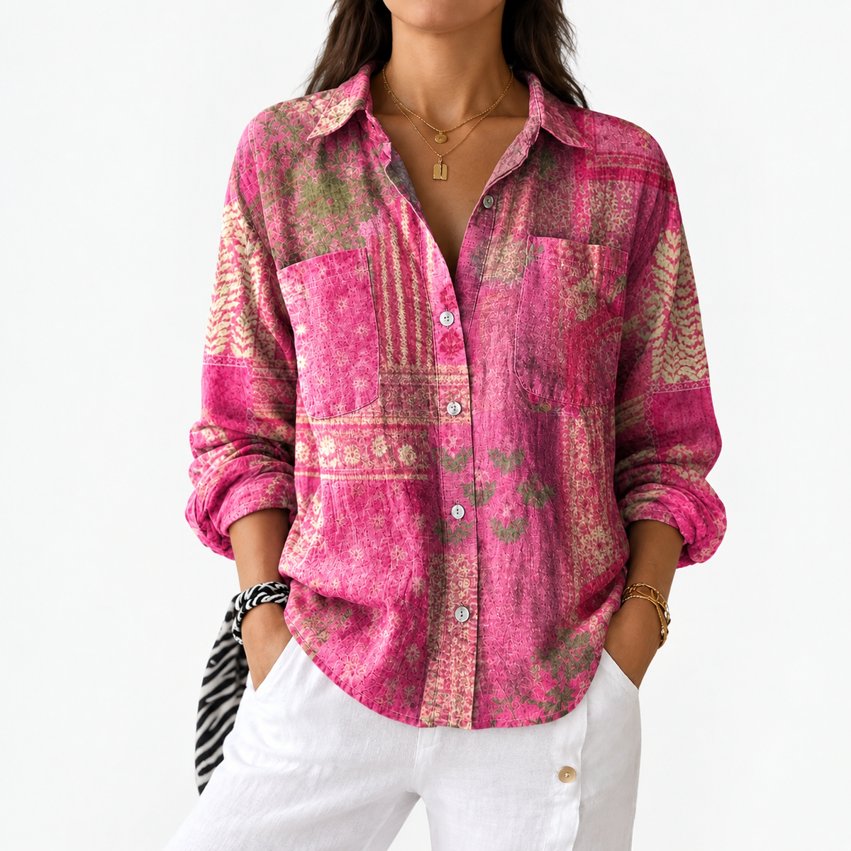 Fenella | Patchwork Pocket Blouse