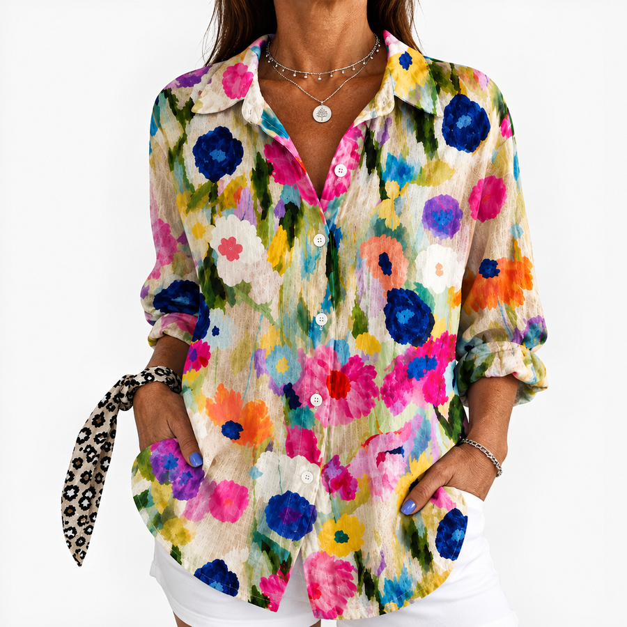 Kerensa | Bold Painterly Floral Blouse