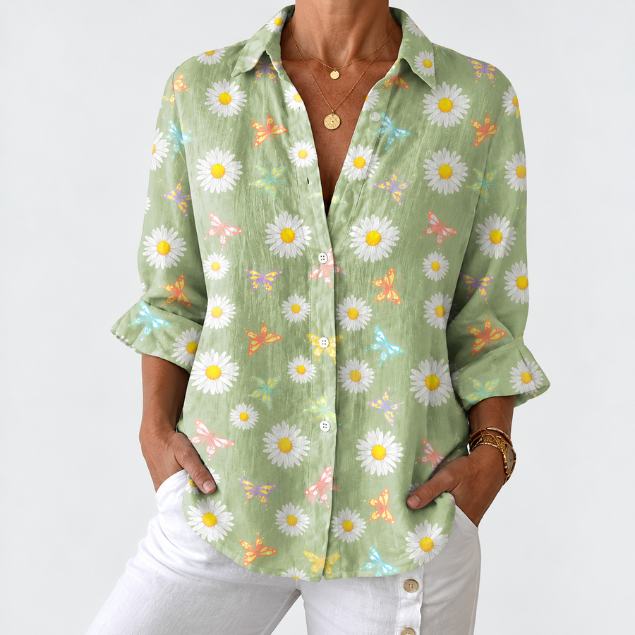 Yasmine | Sage Daisy Print Blouse