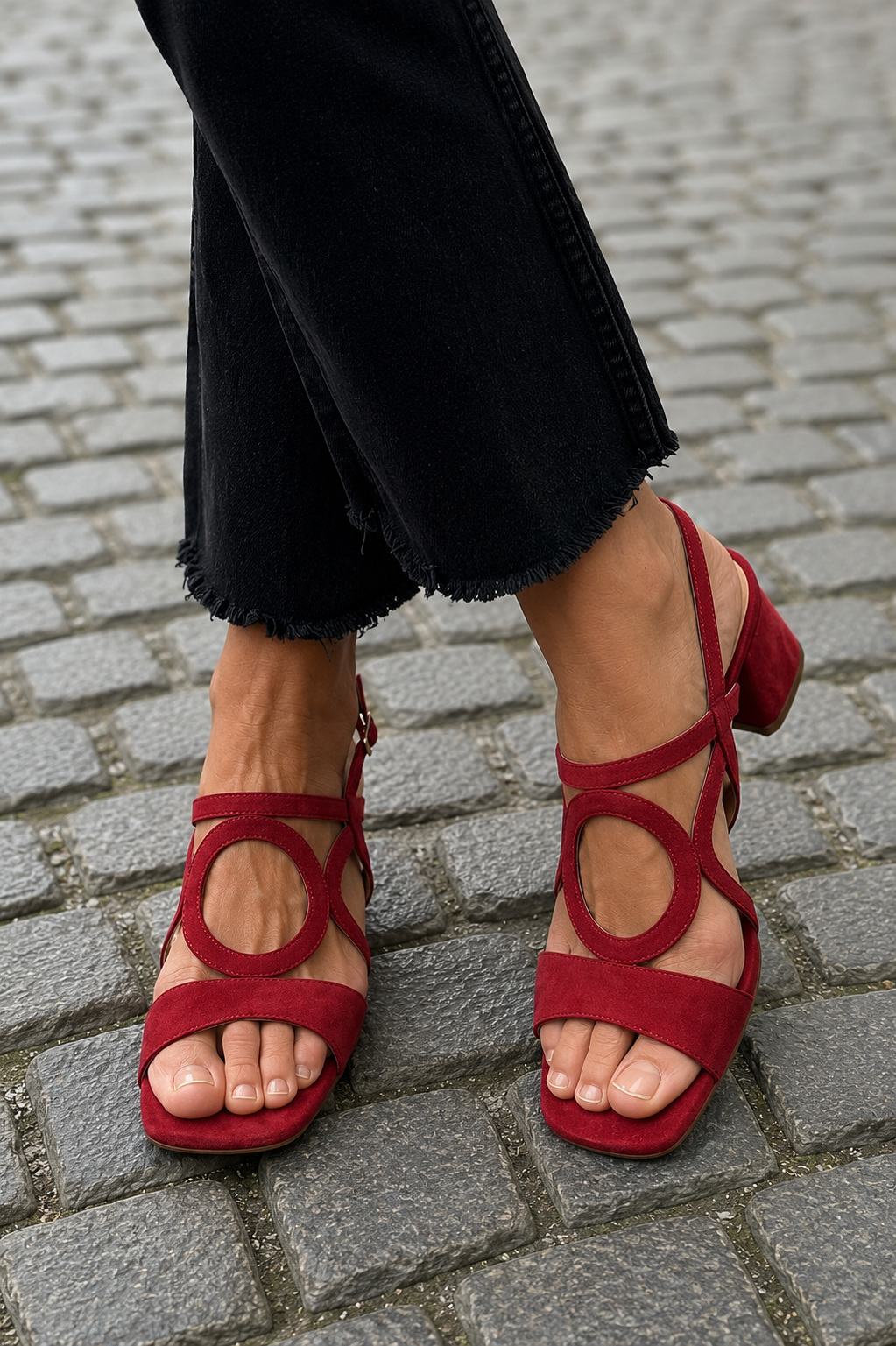 Ursula | Circle Strap Block Heel Sandals