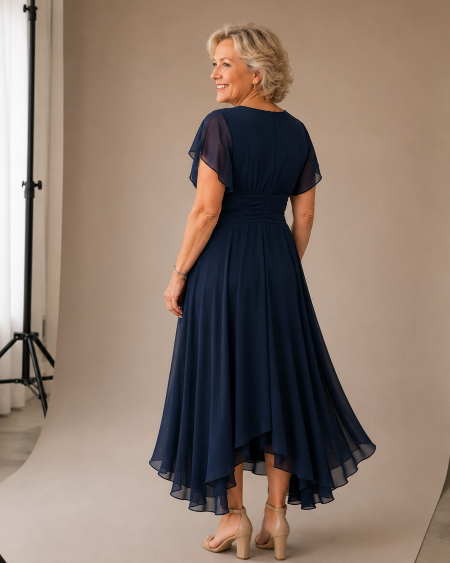 Bronte | V-Neck High-Low A-Line Dress