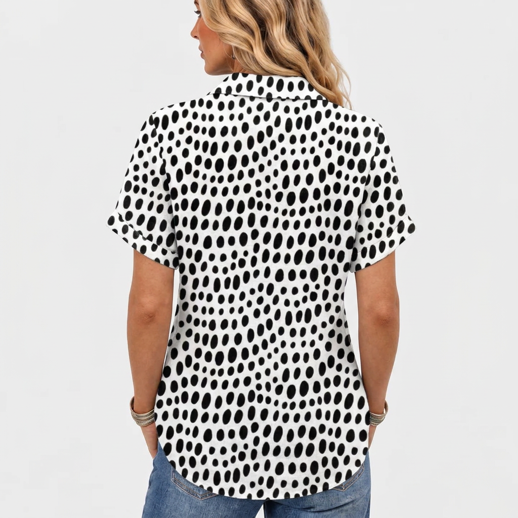 Delia | Polka Dot Collared Top