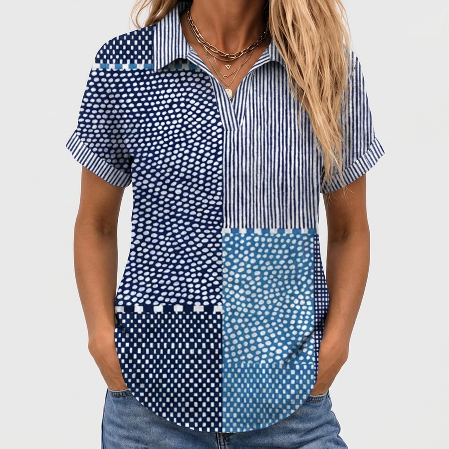 Celia | Patchwork Collared Top