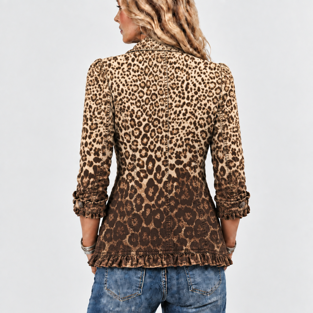Delphine | Leopard Print Ruffle Jacket
